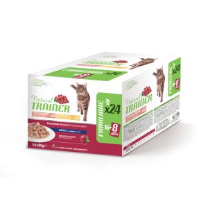 24x85g Adult lajitelma kana & lohi Natural Trainer kissan märkäruoka
