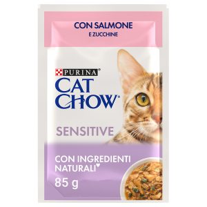 52x85g Sensitive lohi & kesäkurpitsa Cat Chow kissan märkäruoka