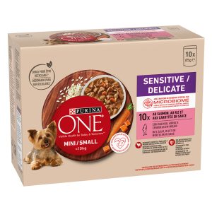 10x85g ONE Mini Sensitive-Delicate lohi Purina koiran märkäruoka