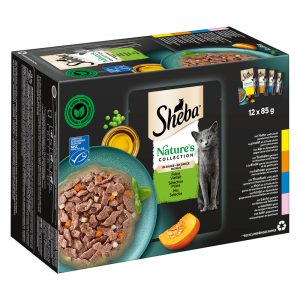 12 x 85 g Sheba Nature's Collection in Sauce -hienostunut lajitelma (kana, kalkkuna, tonnikala, lohi)