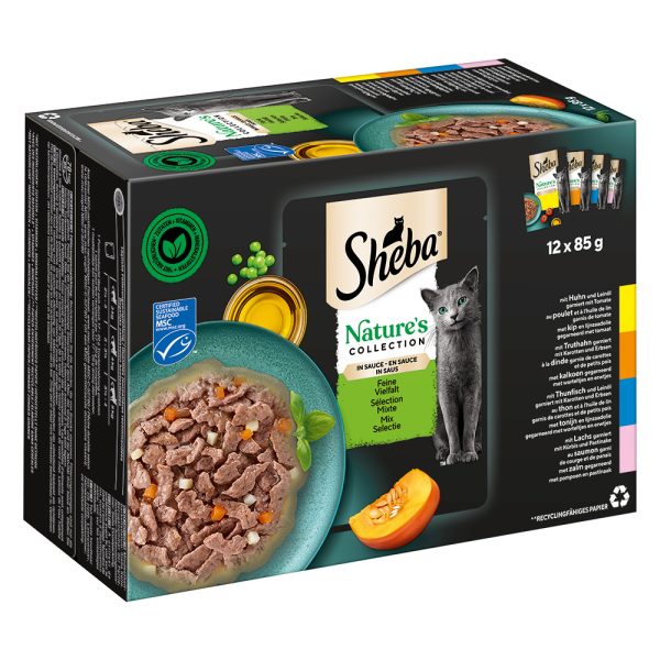 12 x 85 g Sheba Nature's Collection in Sauce -hienostunut lajitelma (kana, kalkkuna, tonnikala, lohi)