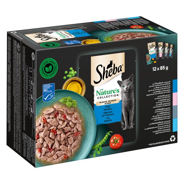 12 x 85 g Sheba Nature's Collection in Sauce -kalalajitelma (tonnikala, lohi, turska, avomerikala)