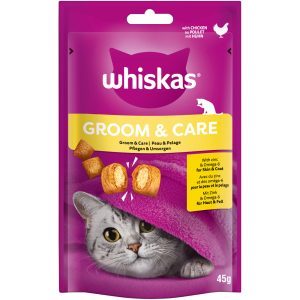 8 x 45 g Whiskas Snacks Groom & Care -kissanherkut