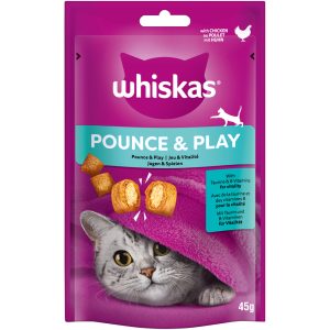 8 x 45 g Whiskas Snacks Pounce & Play kana -kissanherkut