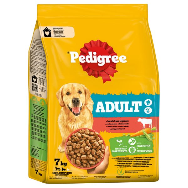 2x7kg Adult nauta & kasvikset Pedigree koiran kuivaruoka