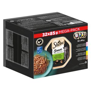 32x85g Sauce Lover -lajitelma (lohi, tonnikala, kana, ankka) Sheba kissanruoka