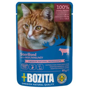 12x 85g Bozita Chunks in Jelly Sterilised nauta kissan märkäruoka