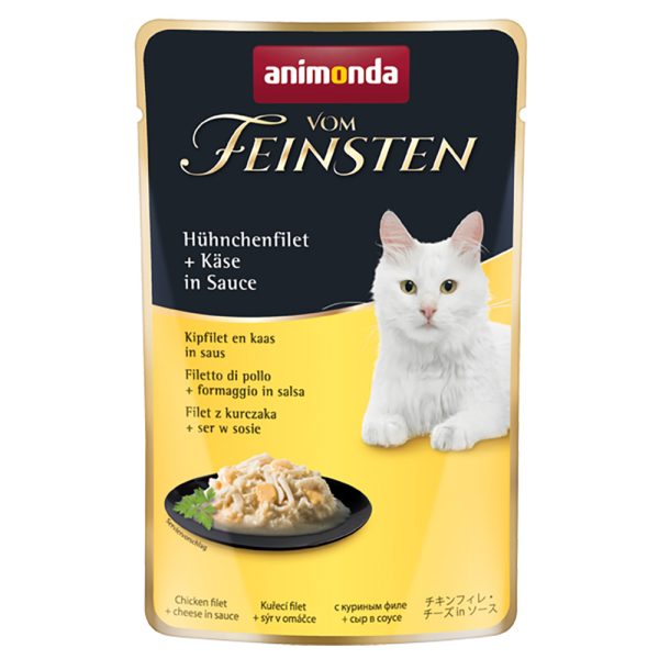 18 x 50 g Adult in Sauce kanafilee + juusto kastikkeessa Animonda Vom Feinsten kissan märkäruoka