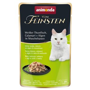 18 x 50 g Adult kastikkeessa valkotonnikala, kalamari + levä simpukkakastikkeessa Animonda Vom Feinsten kissan märkäruoka