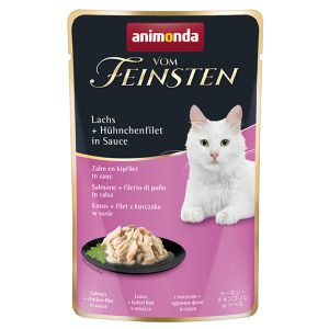 18 x 50 g Adult in Sauce lohi + kanafilee kastikkeessa Animonda Vom Feinsten kissan märkäruoka