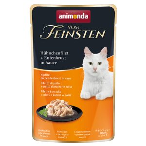 18 x 50 g Adult in Sauce kanafilee + ankanrinta kastikkeessa Animonda Vom Feinsten kissan märkäruoka