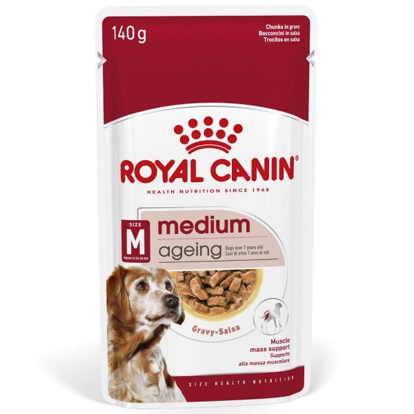 10x140g Medium Ageing 10+ kastikkeessa Royal Canin koiranruoka