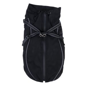 TIAKI Arkon -koirantakki valjailla musta selän pituus n. 60cm