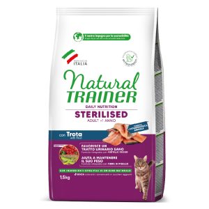 1,5kg Cat Sterilised taimen Natural Trainer kissan kuivaruoka