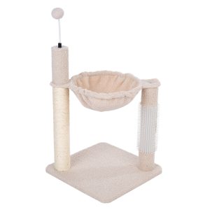 TIAKI Shearly -raapimispylväs riippumatolla beige kissa
