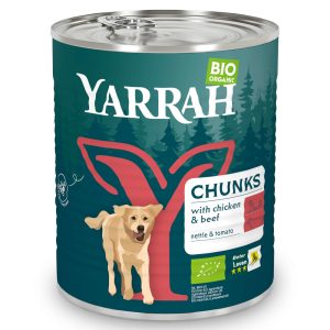 Yarrah Bio, kanaa, nautaa, nokkosta & tomaattia kastikkeessa koiranruoka