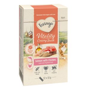 12x10g Vitality Creamy Snacks lohi ja kana Vitality Creamy Snacks kana Feringa kissanherkut
