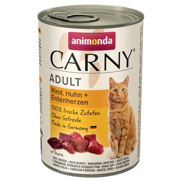 12x400g Adult nauta kana & ankansydän Animonda Carny kissanruoka