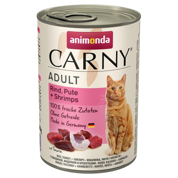 12x400g Adult nauta, kalkkuna & katkarapu Animonda Carny kissanruoka