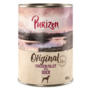6x400g Original Adult kanafilee & ankka Purizon koiran märkäruoka