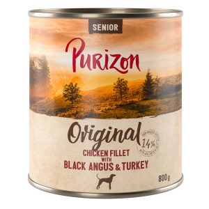 6x800g Senior kanafilee, Black Angus -nauta & kalkkuna Purizon koiran märkäruoka