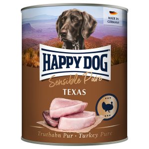12 x 800g Texas kalkkuna Happy Dog Sensible Pure koiranruoka