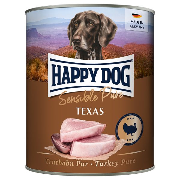 12 x 800g Texas kalkkuna Happy Dog Sensible Pure koiranruoka