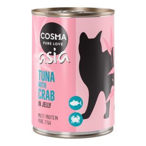 12 x 400g tonnikala & rapu Cosma Asia hyytelössä kissanruoka