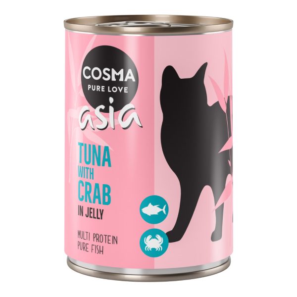 12 x 400g tonnikala & rapu Cosma Asia hyytelössä kissanruoka