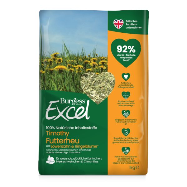 1 kg heinä voikukilla ja kehäkukilla Burgess Excel pieneläinten ruoka