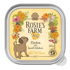6x150g Mini kanaa bataattien kanssa Rosie's Farm koiran märkäruoka