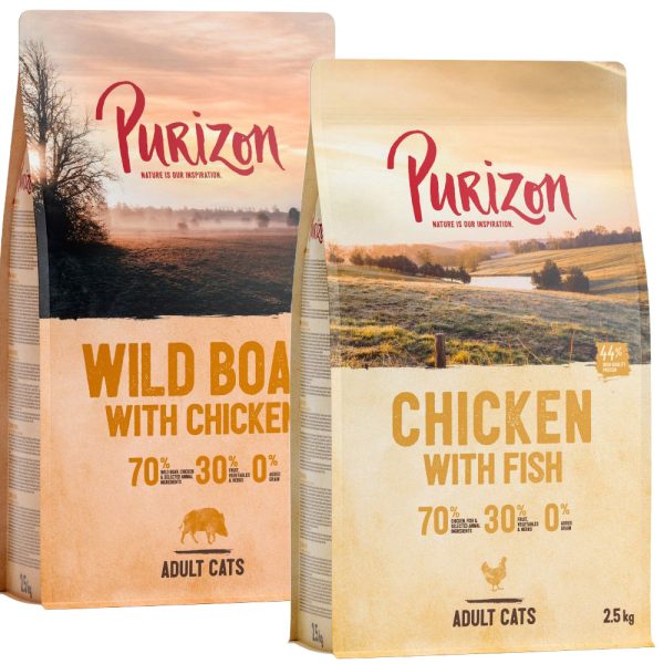 2x2,5kg Adult , Wild Boar & Chicken + Chicken & Fish Purizon Cat Kissanruoka