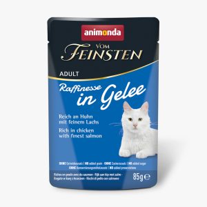 24x85g Vom Feinsten Adult Raffinesse hyytelössä kana & lohi Animonda kissan märkäruoka