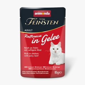 24x85g Vom Feinsten Adult Raffinesse hyytelössä kana & naudanliha Animonda kissan märkäruoka