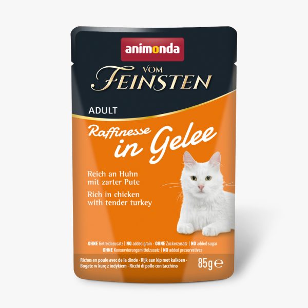 24x85g Vom Feinsten Adult Raffinesse hyytelössä kana & kalkkuna Animonda kissan märkäruoka