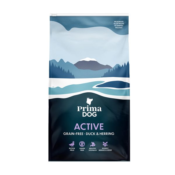 10kg Adult Active Grain Free ankka & silakka PrimaDog koiranruoka