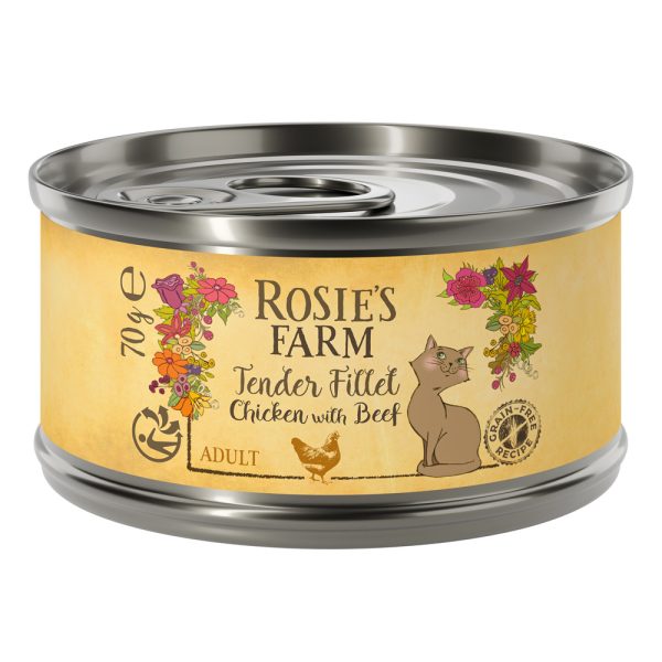12x70g Tender Filet kana & nauta Rosie's Farm kissan märkäruoka