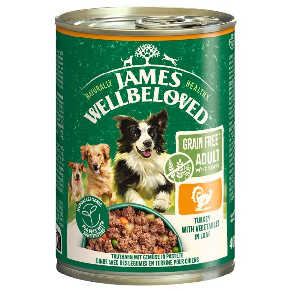6x400g Adult Grain Free kalkkunapatee James Wellbeloved koiranruoka