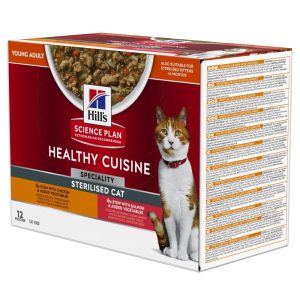 12x80g Adult Sterilised kana & lohi Hill's SP Healthy Cuisine kissalle