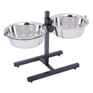 2x2,8l Ruokakulhoteline teräskupilla Ø25cm, max korkeus 50cm koiralle