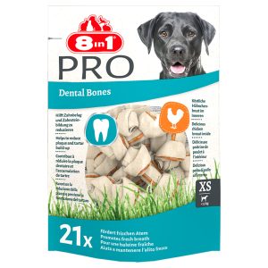 - säästöpakkaus XS: 2 x 252 g (42 kpl) 8in1 Delights Pro Dental -puruluut kanatäytteellä