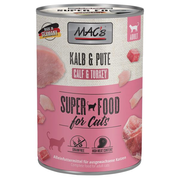 6x400g vasikka & kalkkuna MAC's Kissanruoka