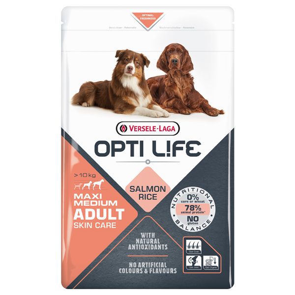 12,5kg Opti Life Adult Skin Care Medium & Maxi  koiranruoka