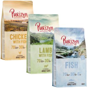 3x400g Adult , Chicken & Fish + Lamb & Fish + Fish Purizon Cat Kissanruoka