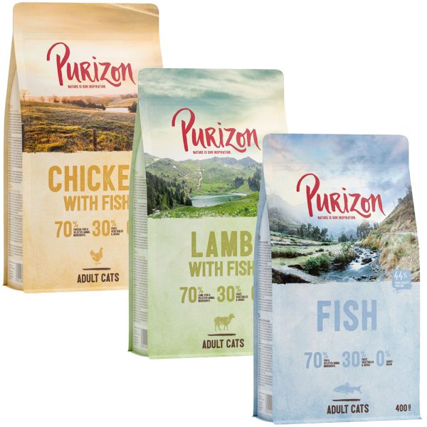 3x400g Adult , Chicken & Fish + Lamb & Fish + Fish Purizon Cat Kissanruoka
