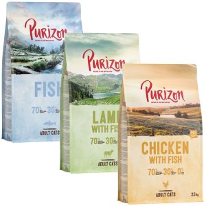 3x2,5kg Adult , Chicken & Fish + Lamb & Fish + Fish Purizon Cat Kissanruoka