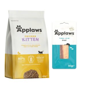 350 g / 400 g Applaws-kuivaruokaa + 30 g Cat Tuna Loin -herkut kaupan päälle! - Kitten kana 400 g