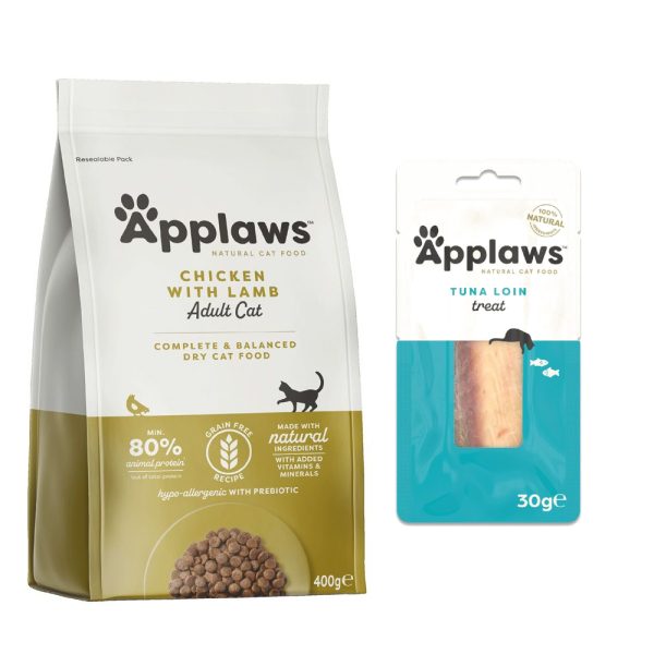 350 g / 400 g Applaws-kuivaruokaa + 30 g Cat Tuna Loin -herkut kaupan päälle! - Adult kana & karitsa 400 g