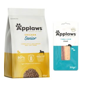 350 g / 400 g Applaws-kuivaruokaa + 30 g Cat Tuna Loin -herkut kaupan päälle! - Senior kana 400 g