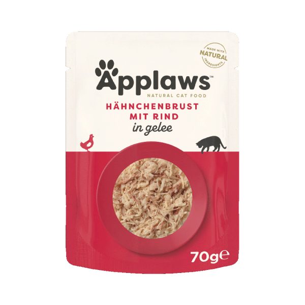16x70g Pouch in Jelly kana & nauta Applaws Kissanruoka